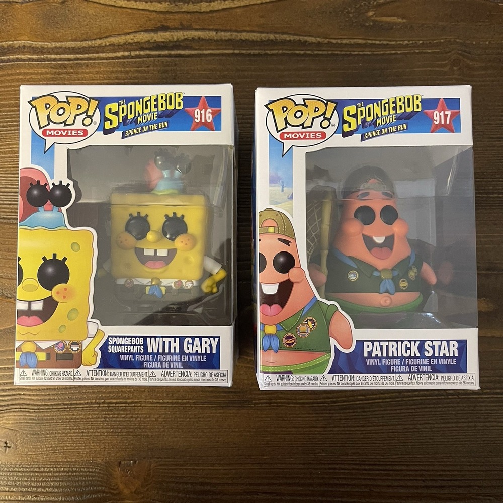 Funko Pop! Vinyl: Nickelodeon-SpongeBob w/Gary #916 and Patrick Star #917-NRFP